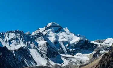Adi Kailash mountain in Uttarakhand, also known as Chhota Kailash, with clear sky and snow-covered peaks
