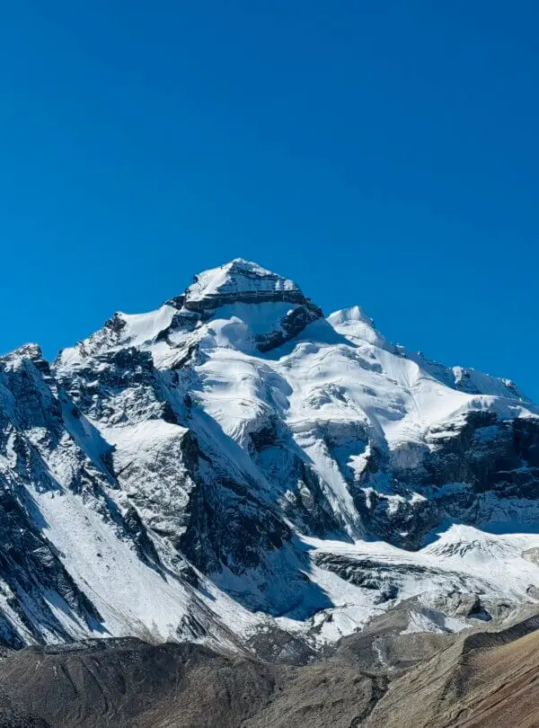 Adi Kailash mountain in Uttarakhand, also known as Chhota Kailash, with clear sky and snow-covered peaks